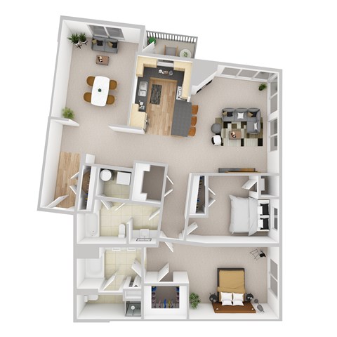 Floor plan for 2 beds, 2 baths, 1685 sqft